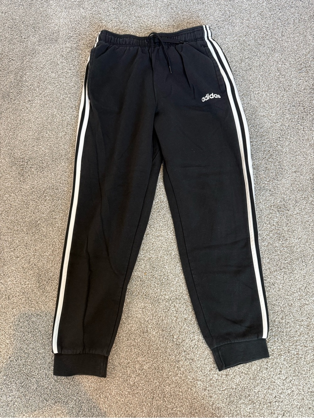 adidas Black Jogger Sweatpants with White Three Stripes